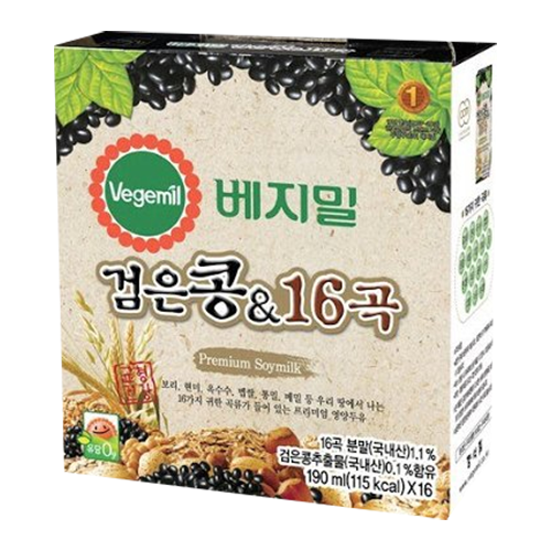 Jungfood Vegemil Black Bean & 16 Grainongshim 16 Packs (190Ml*16*6)