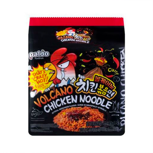 Paldo Volcano Stir-Fried Spicy Chicken Noodle Multi-Pack (140g*4pk*4)