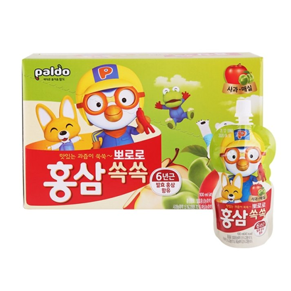 Paldo Pororo Red Ginseng Drink Apple & plum (100ml*10)*4)