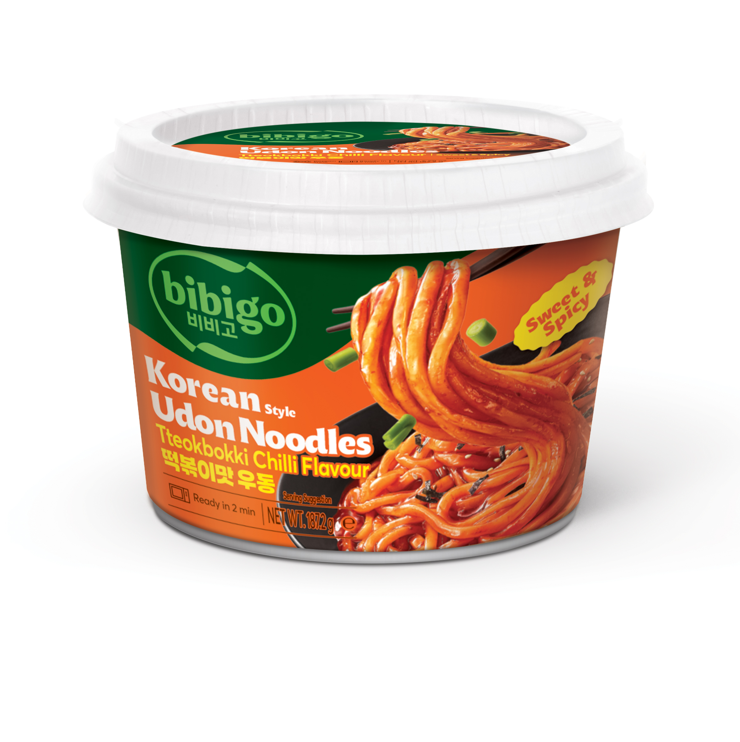 CJ Bibigo Korean Udon Noodles(Tteokbokki Chilli)(Cup)(187g*6)